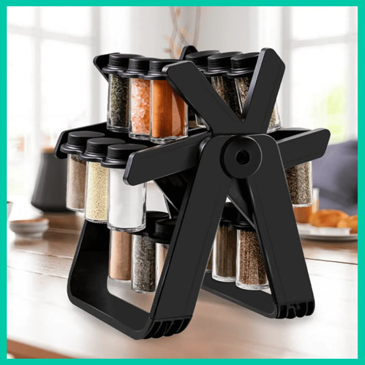 رف توابل دوار للمطبخ - مع 18 برطمان منظم