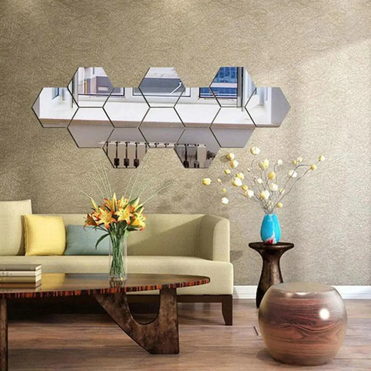 ديكور المرايا المميز سهل التركيب (12 قطعة) - Makfool