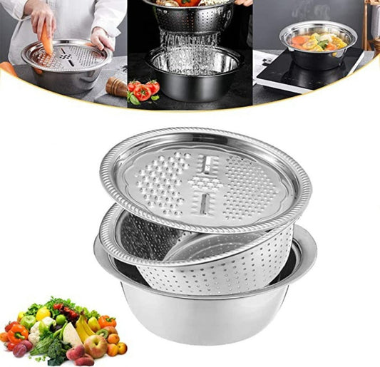 حوض مع مبشرة خضروات مع سلة تصريف 3 في 1 مبشرات جبن مع الفولاذ | 3 فــي 1 | - Makfool