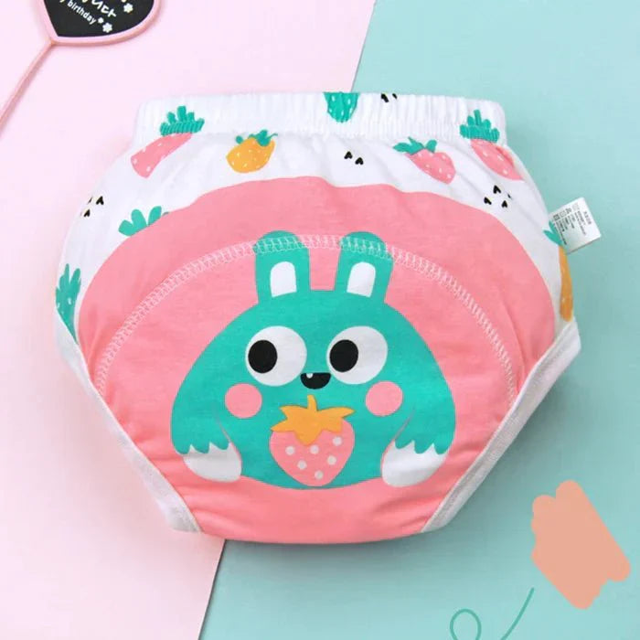 ملابس داخلية قطنية للأطفال تمنع التسرب عدد 4 مناسبة لعمر سنة الى سنتان ونصف قابلة لاعادة الإستخدام - Makfool