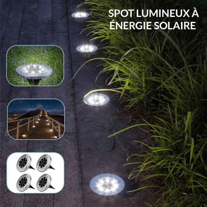 مصابيح الحديقة الأرضية لالطاقة الشمسية ( 4 مصابيح ) - Makfool