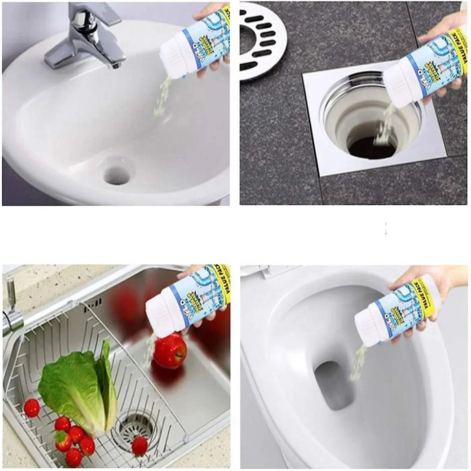 مسحوق تسليك البالوعات لتنظيف الصرف الصحي (عبوتين) - Makfool