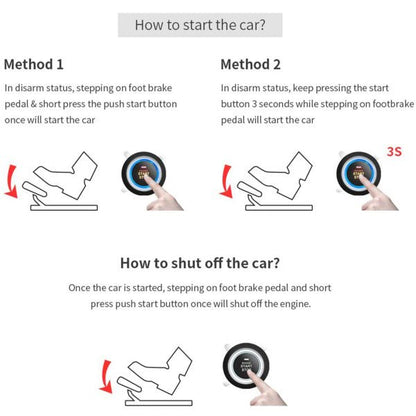 زر تشغيل السيارة عن بعد بضغطة زر واحدة + جهاز تحكم عن بعد + نظام دخول بدون مفتاح + تحكم في التطبيق - Makfool